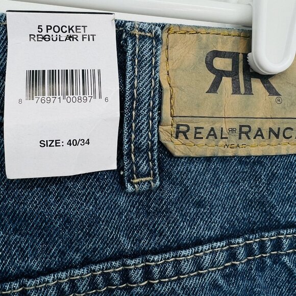 NWT Real Ranch Men Regular Fit Straight Leg Denim Jeans Size 40x34  (W39"xL32") - Picture 10 of 11